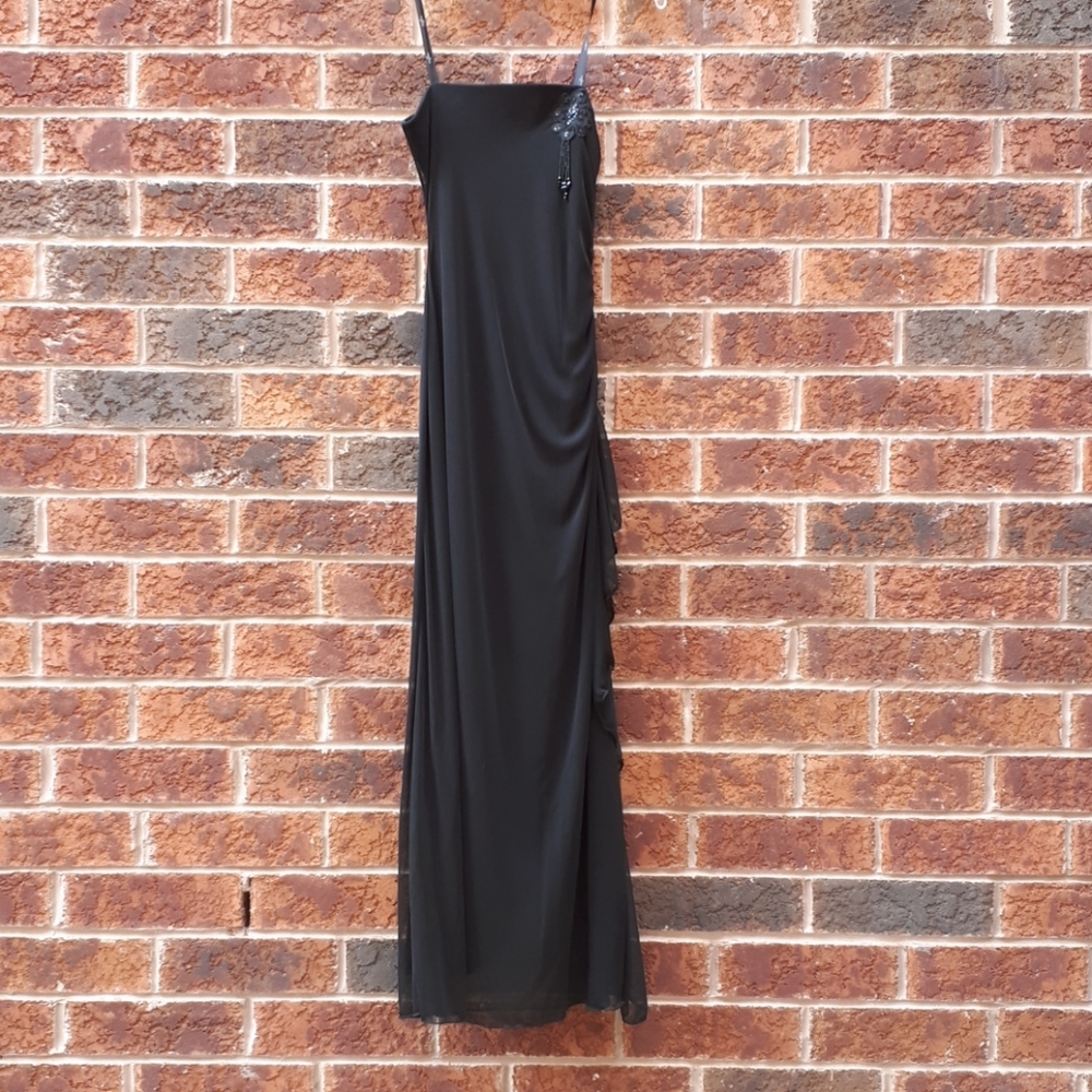 Algo Petite Black Strapless Floor Length Dress
